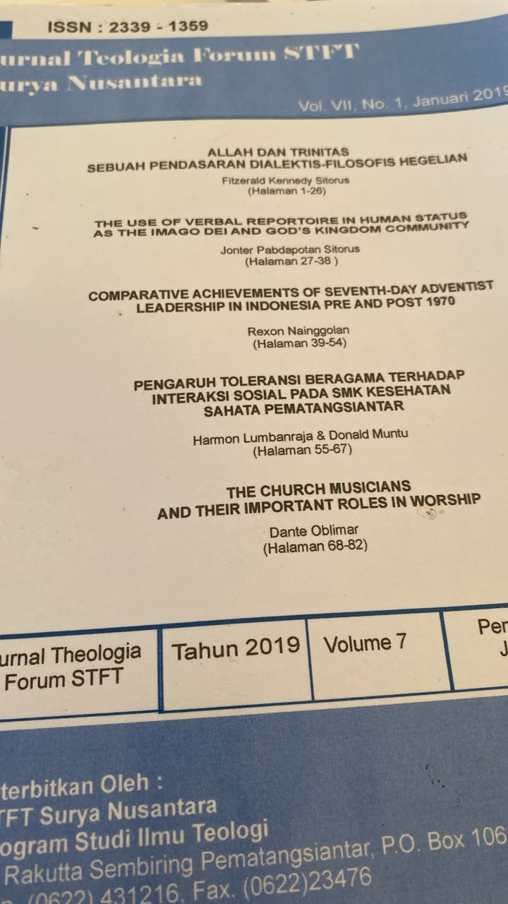 Jurnal Theologia Forum STFT Surya Nusantara Vol 7